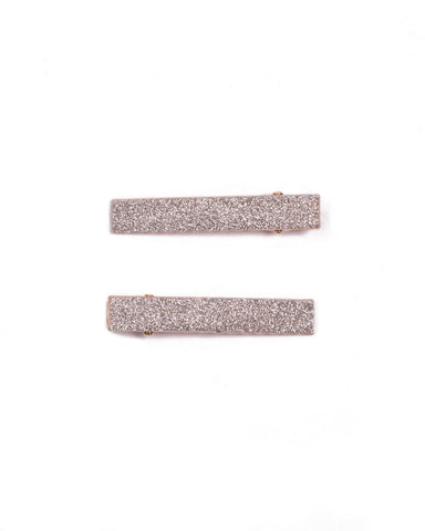 Glitter Gold Tone Slide Hair Clips