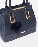 Navy Croc Textured Audrey Tote Bag