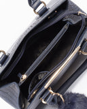 Navy Croc Textured Audrey Tote Bag