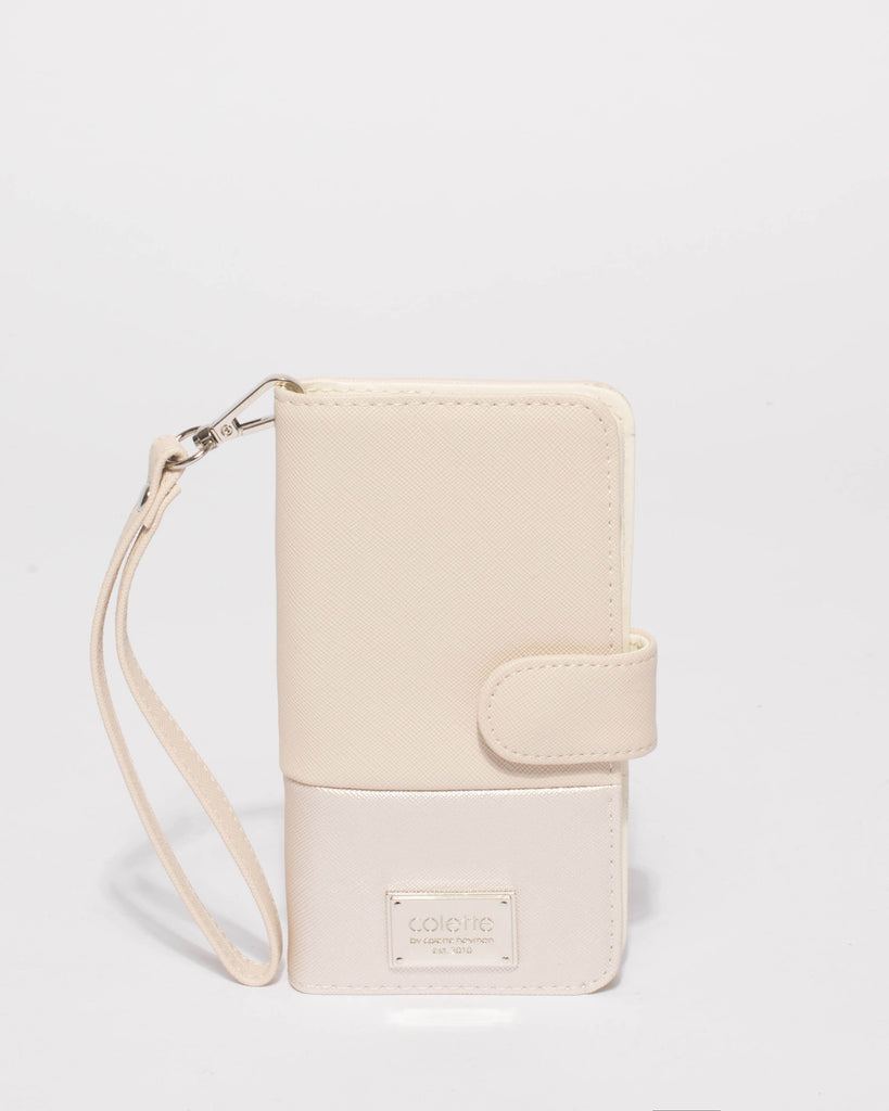 Ivory Saffiano Iphone 6, 7 & 8 Plus Purse