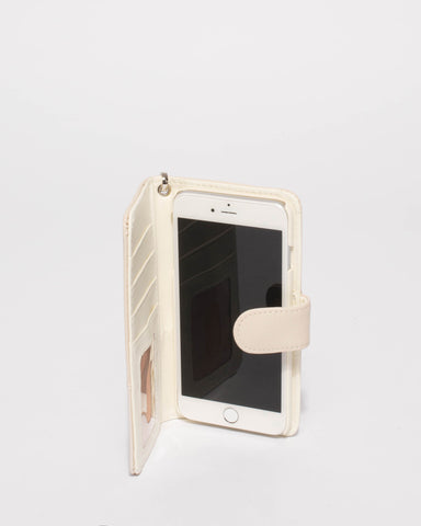 Ivory Saffiano Iphone 6, 7 & 8 Plus Purse