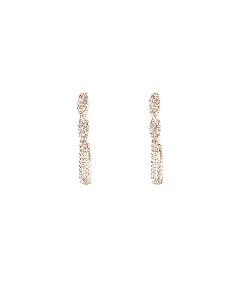 Twisted Diamante Tassel Drop Earrings