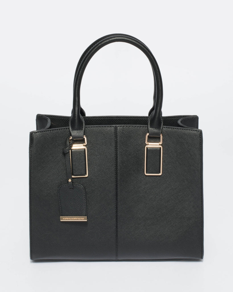 Black Saffiano Diana Tag Tote Bag