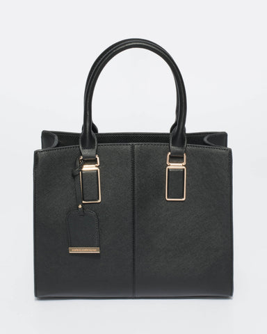 Black Saffiano Diana Tag Tote Bag