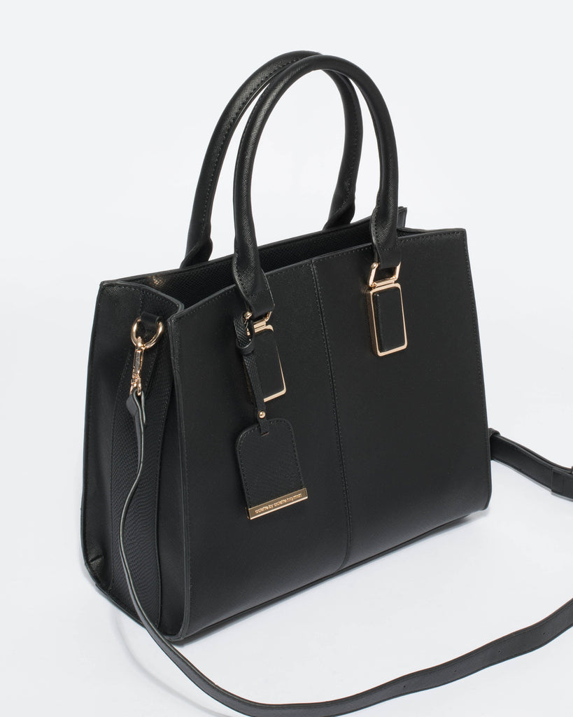 Black Saffiano Diana Tag Tote Bag