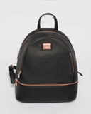 Bridget Black Large Rose Gold Hardware Backpack