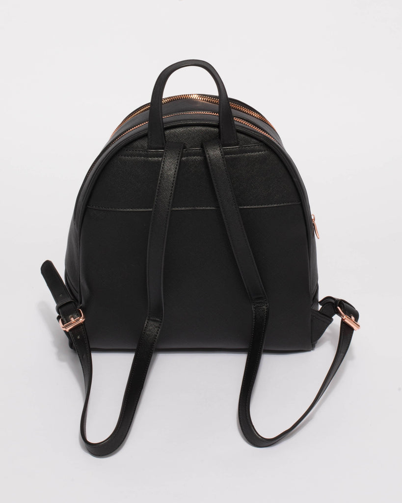Bridget Black Large Rose Gold Hardware Backpack