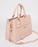 Pink Saffiano Spencer Tech Tote Bag With Gold Hardware