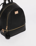 Black Bridget Medium Backpack With Gold Hardware