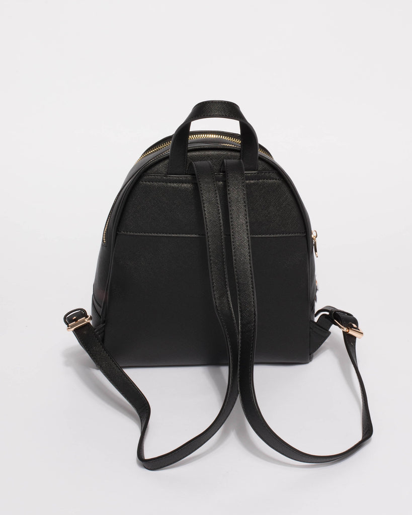 Black Bridget Medium Backpack With Gold Hardware