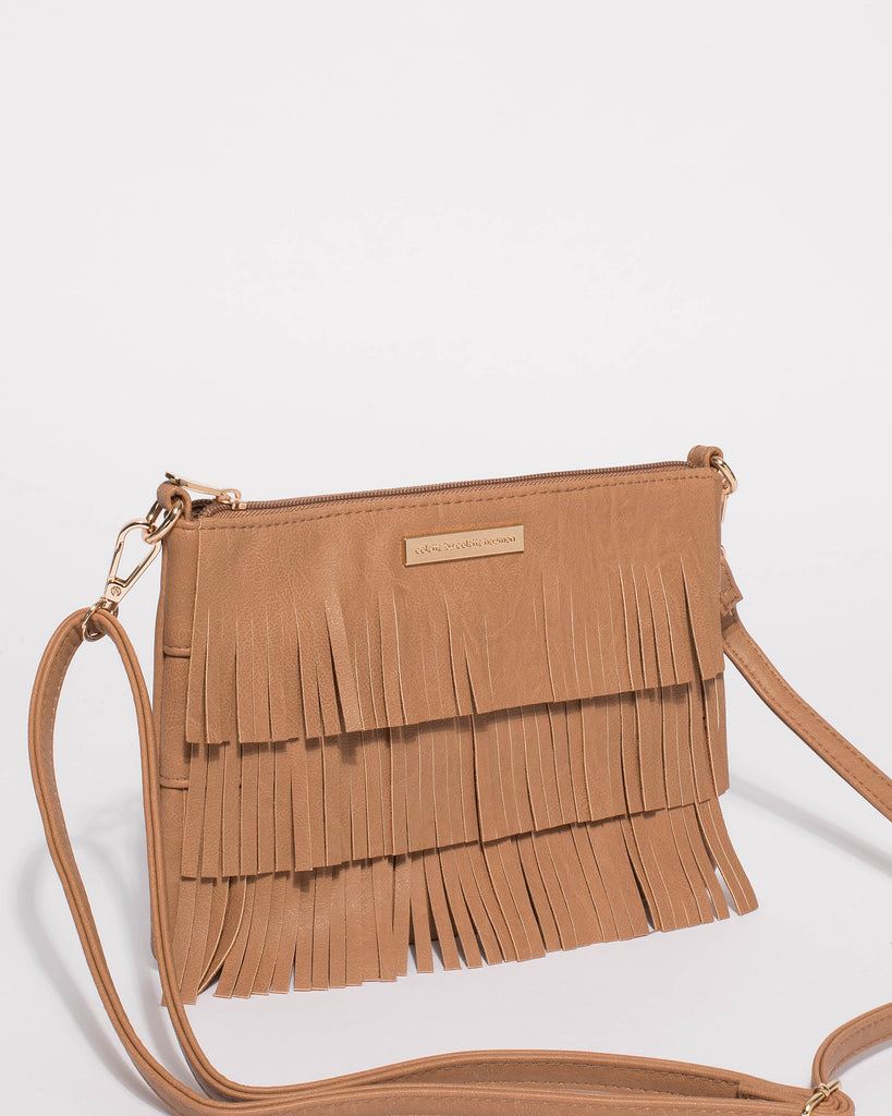 Caramel Raine Fringe Crossbody Bag