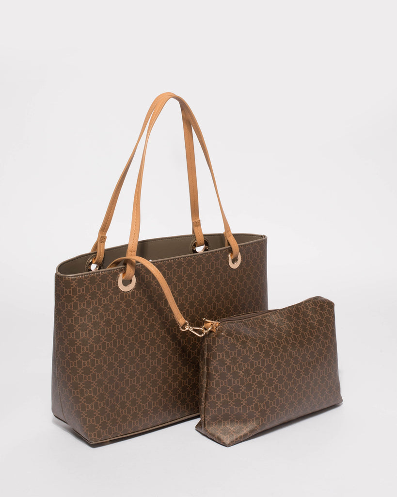 Brown Bree Monogram Tote Bag