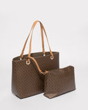 Brown Bree Monogram Tote Bag