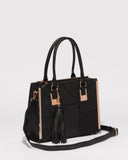 Black Textured Lucy Square Tote Bag