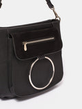 Black Textured Hannah Ring Tote Bag