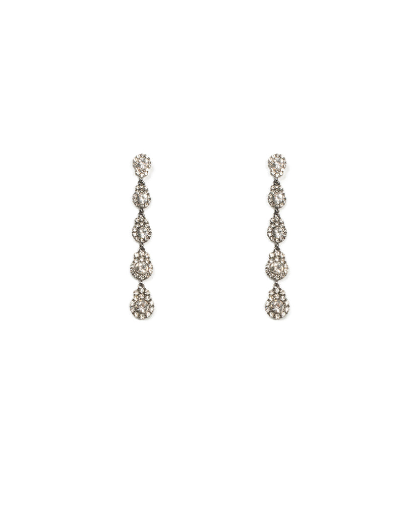 Round Diamante Stone Tiered Earrings