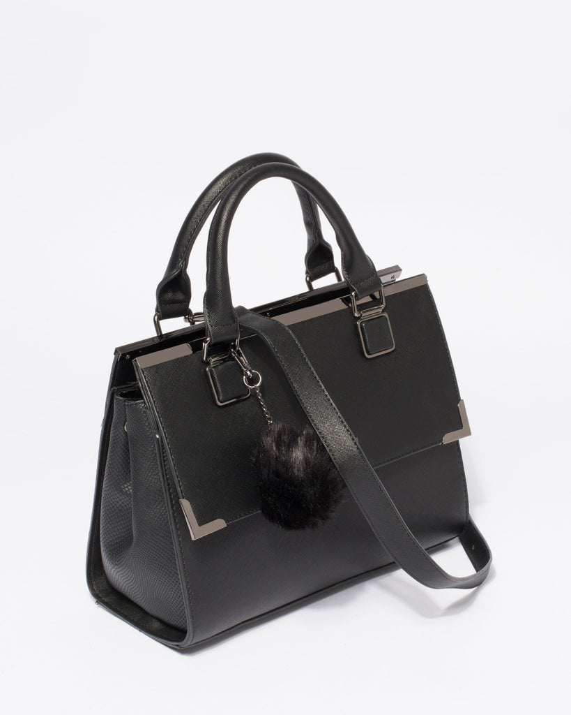 Black Saffiano Robin Medium Tote Bag