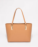 Caramel Saffiano Angelina Tote Bag With Gold Hardware