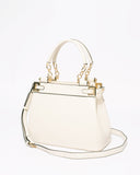 Ivory Saffiano Nadine Pom Pom Tote Bag