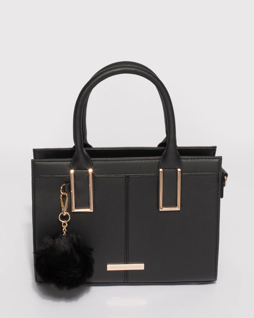 Stef Smooth Black Pom Pom Mini Bag