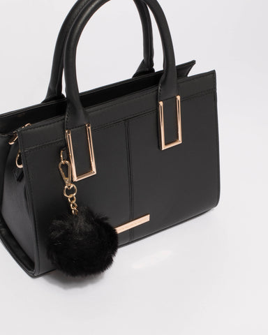 Stef Smooth Black Pom Pom Mini Bag