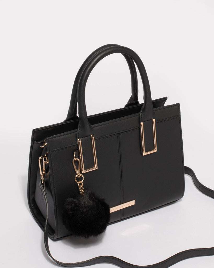 Stef Smooth Black Pom Pom Mini Bag