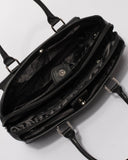 Black Smooth Taylor Tech Tote With Silver Hardware