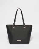 Black Saffiano Carissa Tote Bag With Silver Hardware
