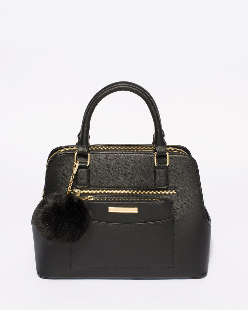 Black Saffiano Harriet Double Tote Bag With Gold Hardware