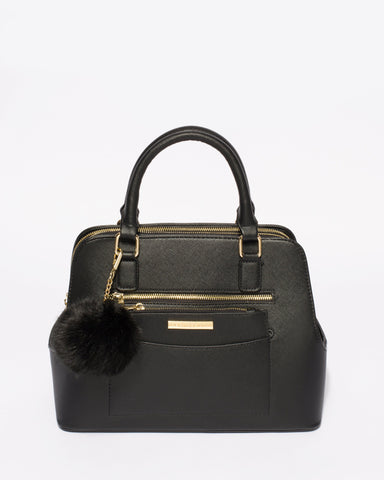 Black Saffiano Harriet Double Tote Bag With Gold Hardware
