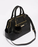 Black Saffiano Harriet Double Tote Bag With Gold Hardware