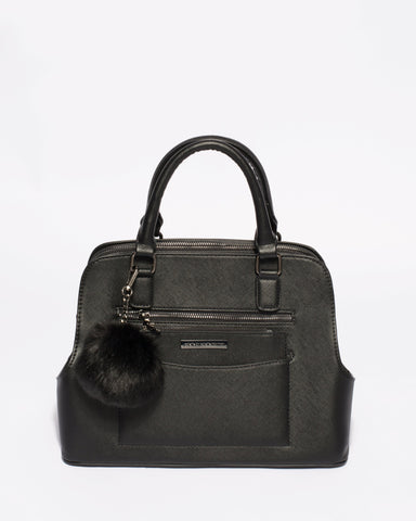 Black Saffiano Harriet Double Tote With Matte Black Hardware