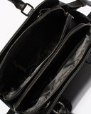 Black Saffiano Harriet Double Tote With Matte Black Hardware