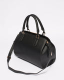 Black Textured Kimberly Panel Tote Bag With Gold Hardware