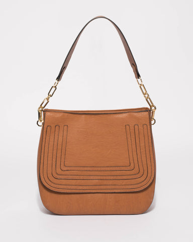 Tan Ella Curved Tote Bag
