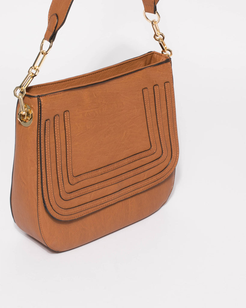 Tan Ella Curved Tote Bag