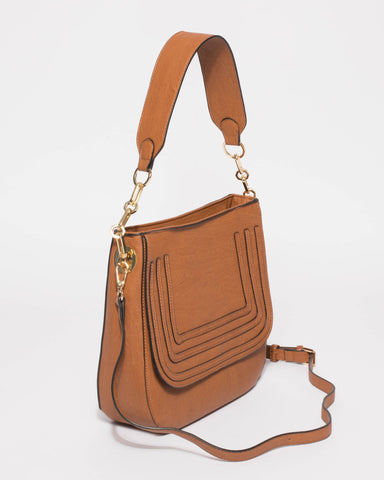 Tan Ella Curved Tote Bag