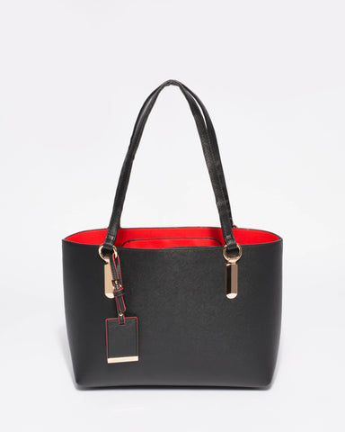 Black Angelina Medium Tote With Gold Hardware