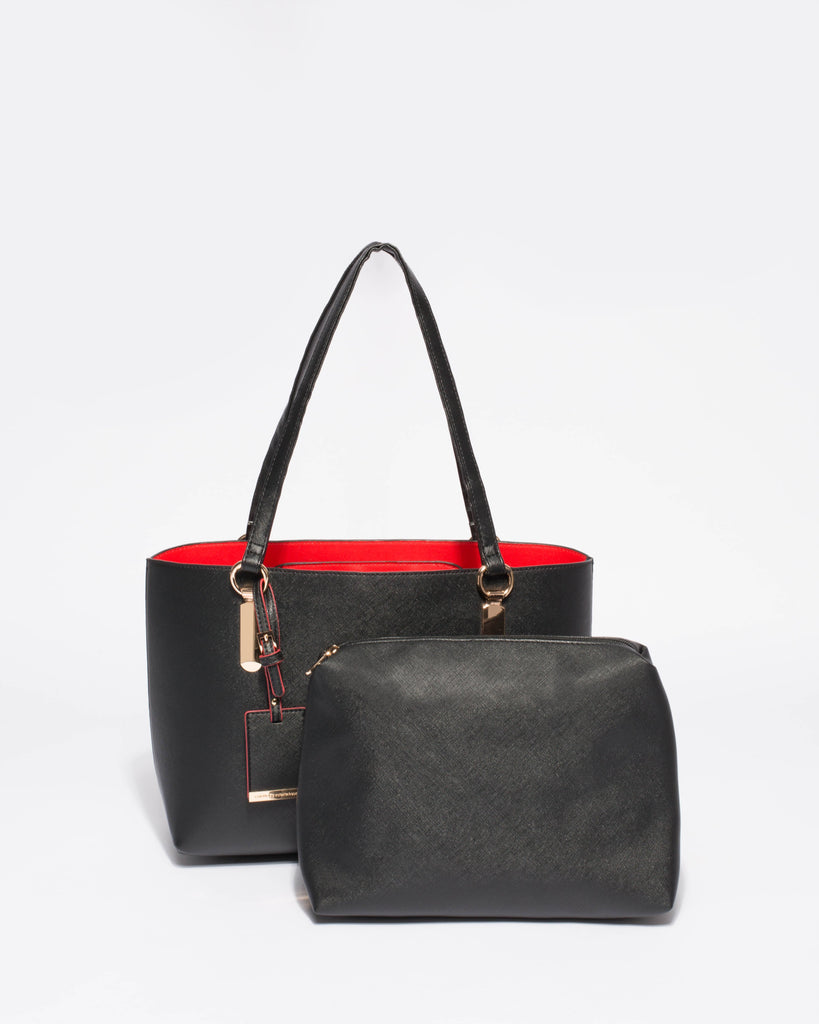 Black Angelina Medium Tote With Gold Hardware