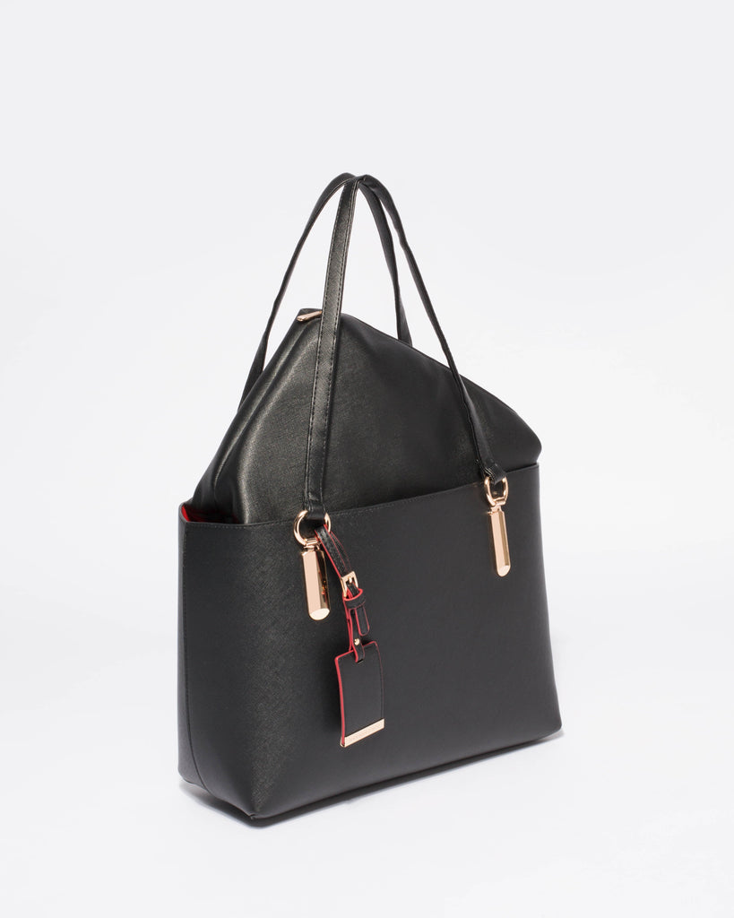Black Angelina Medium Tote With Gold Hardware