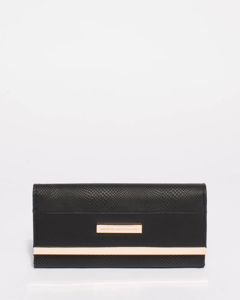 Black Textured Natalie Panel Wallet