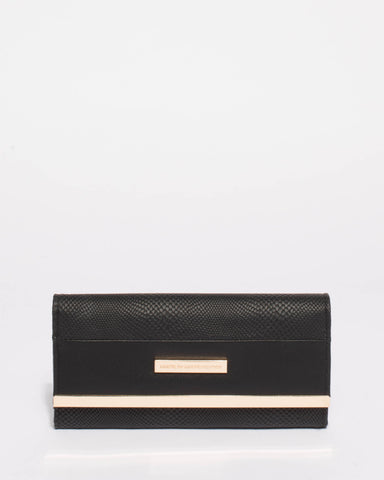 Black Textured Natalie Panel Wallet