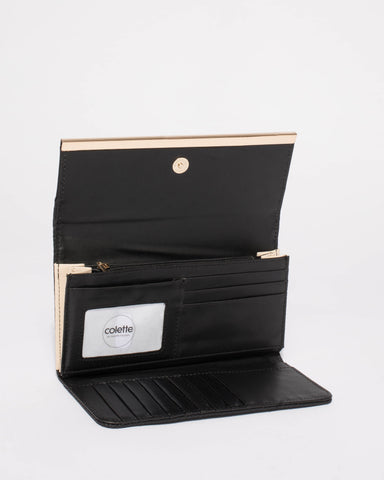 Black Textured Natalie Panel Wallet