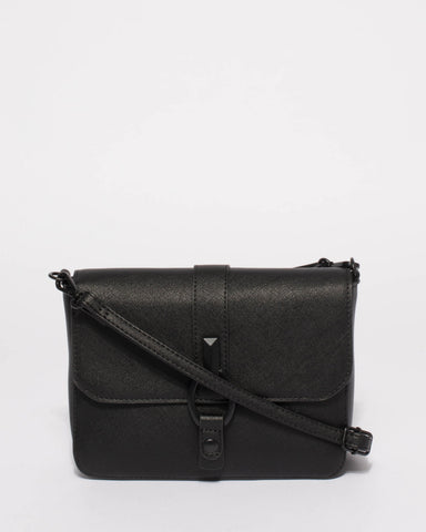 Elissa Black Saffiano Crossbody Bag
