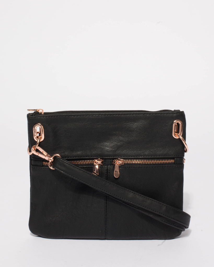 Black Smooth Keya Small Bag With Rose Gold Hardware
