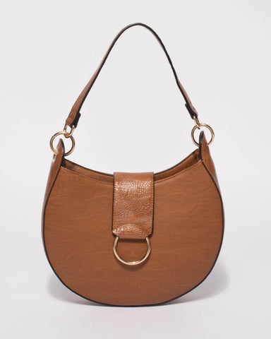Tan Nelly Round Tote Bag