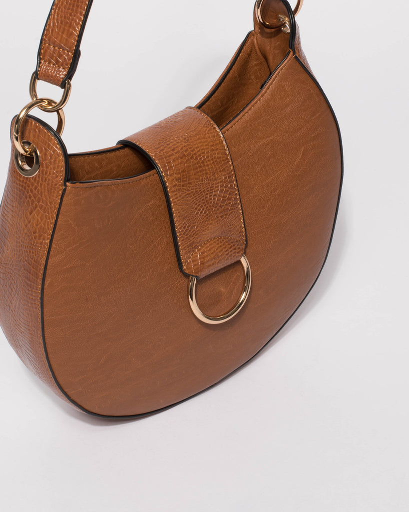 Tan Nelly Round Tote Bag