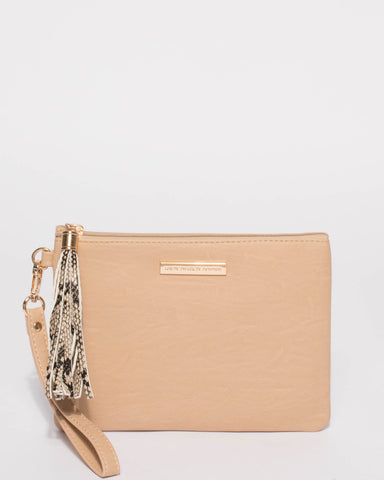 Beige Pave Tassel Purse