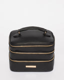 Black Three Zip Cosmetic Case