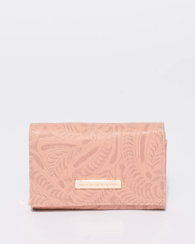 Pink Embroidery Dana Multi Pocket Wallet